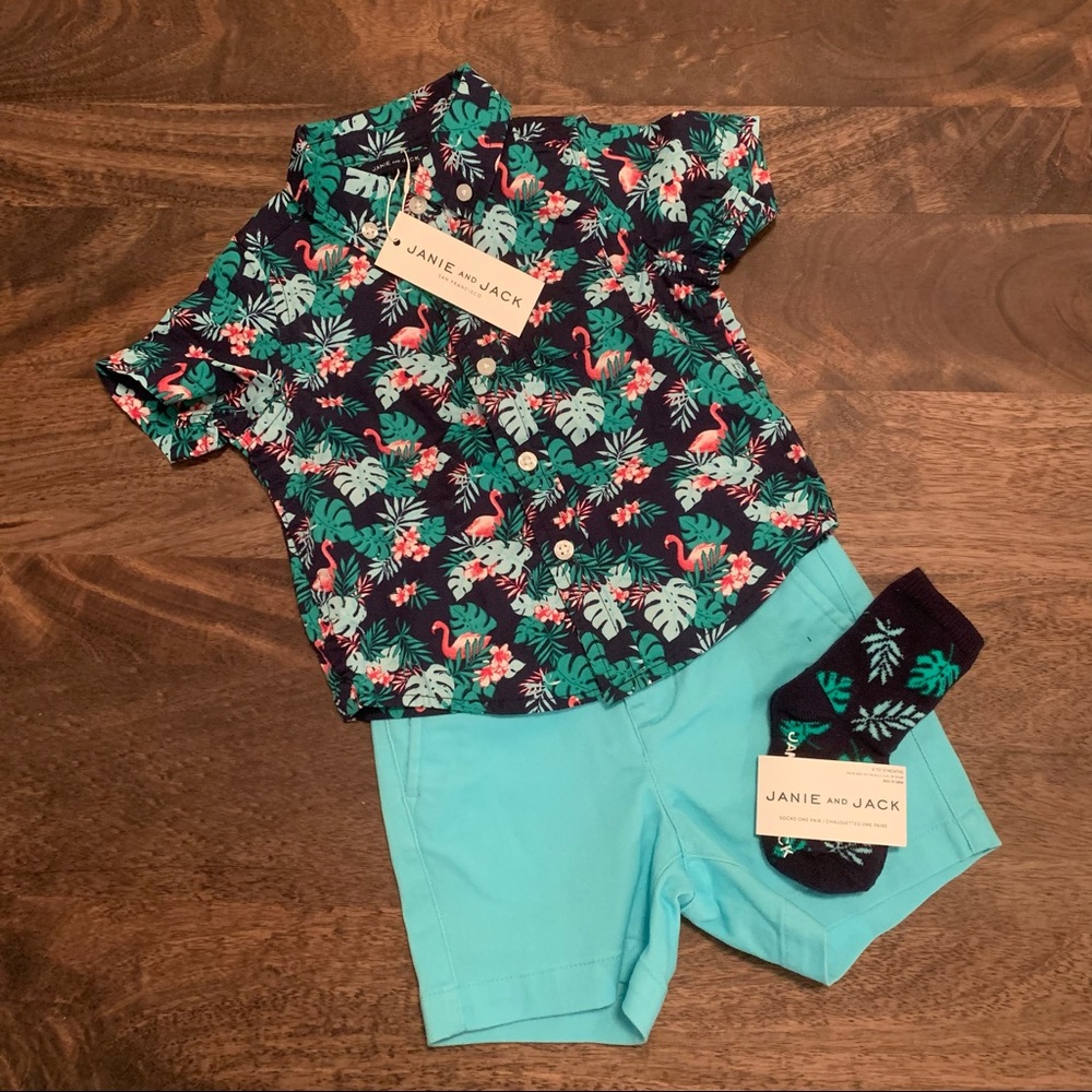 Adorable Janie and Jack Boys Tropical Outfit!